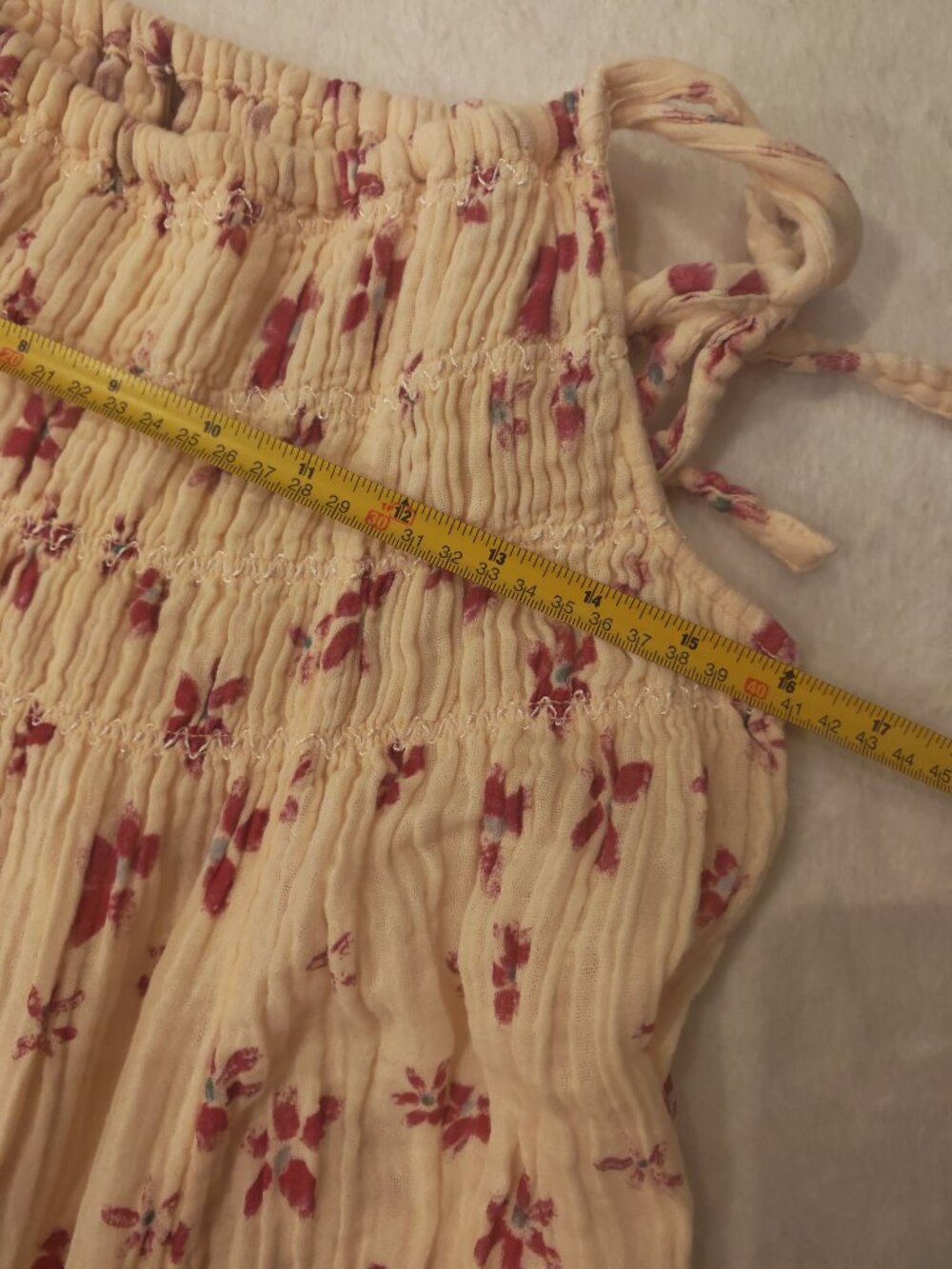 Free People Azure Midi Dress Floral Smocked Cotton Tie Strap Boho Sundress M - Picture 14 of 14